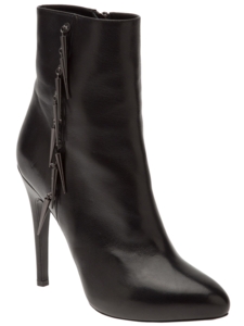 Black leather heeled boots